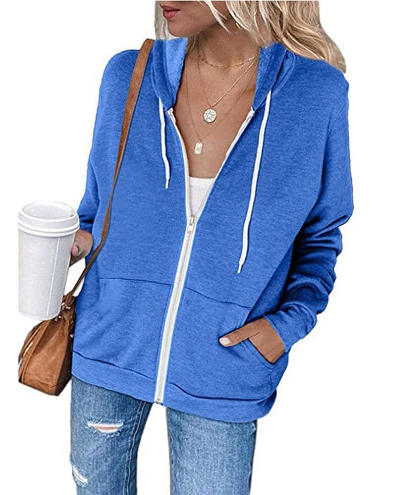 GR | Damen Schwarzer Zip-Kapuzenpulli