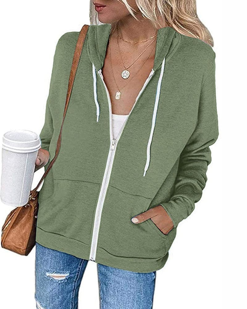 GR | Damen Schwarzer Zip-Kapuzenpulli