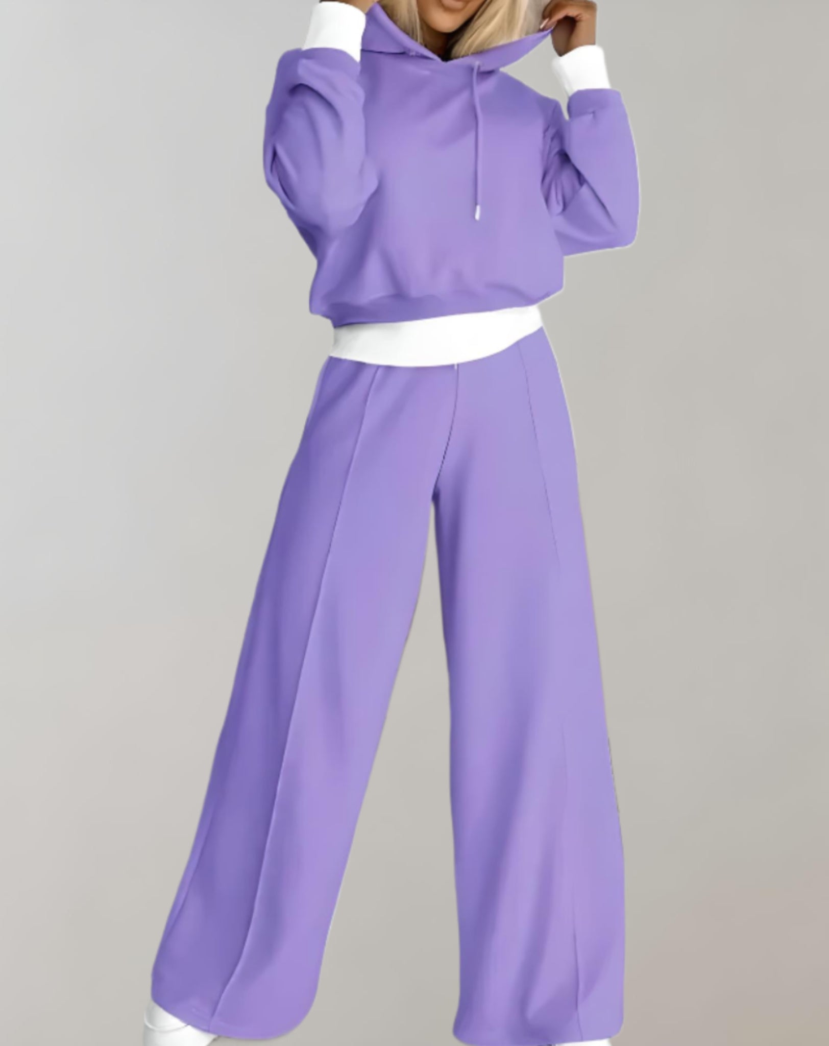GR | Damen Loungeset Mit Kapuze Und Weitem Hose