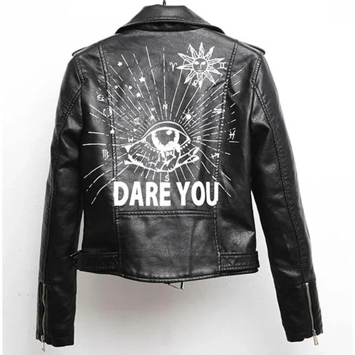 GR | Leather jacket with cool print