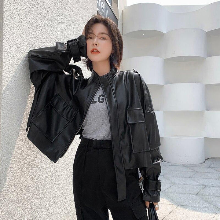 GR | Women's Leather Jacket with Box Cut