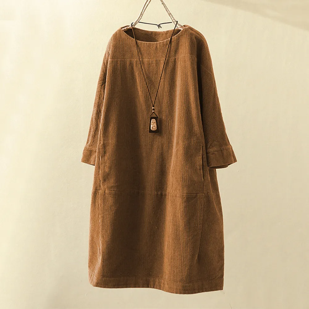 GR LUNA - Vintage Herbst Kord Midikleid
