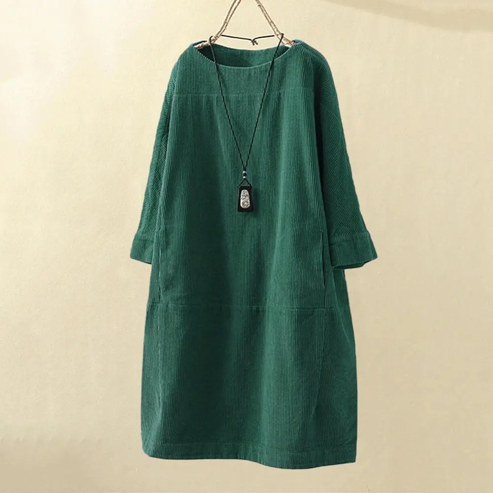 GR LUNA - Vintage Herbst Kord Midikleid