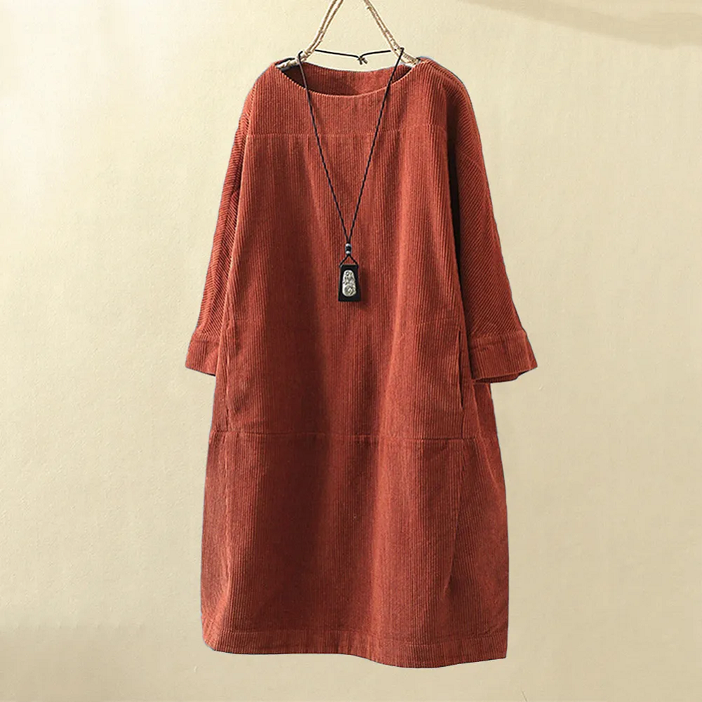 GR LUNA - Vintage Herbst Kord Midikleid