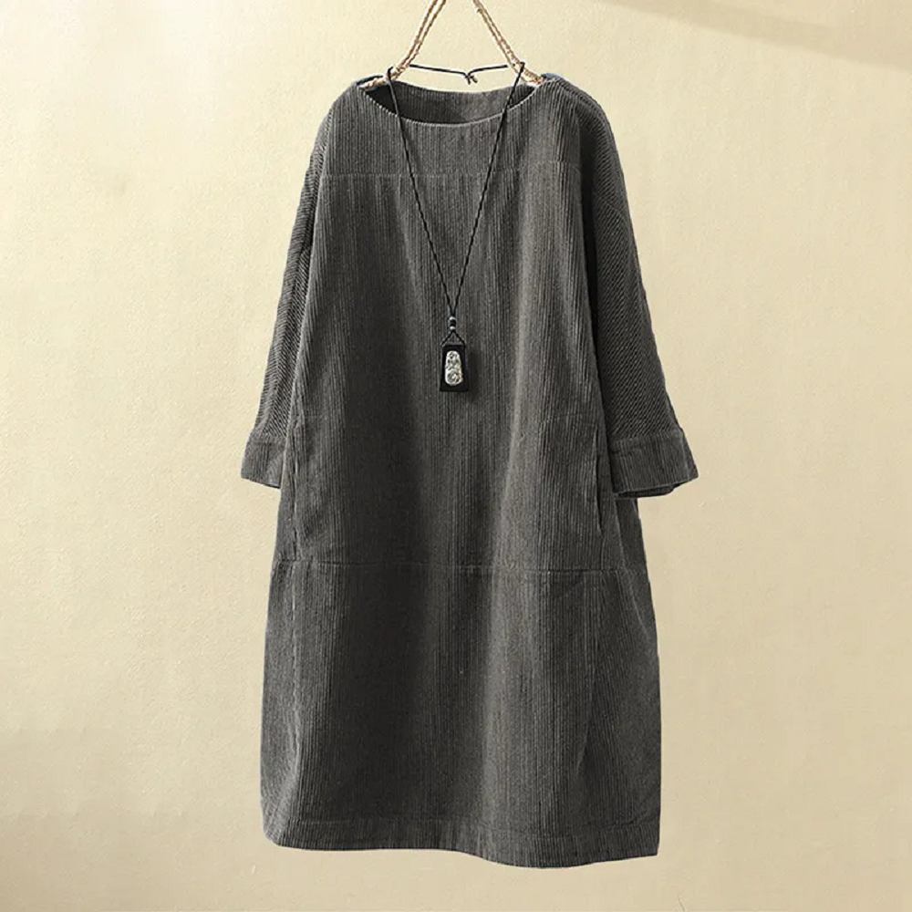GR LUNA - Vintage Herbst Kord Midikleid