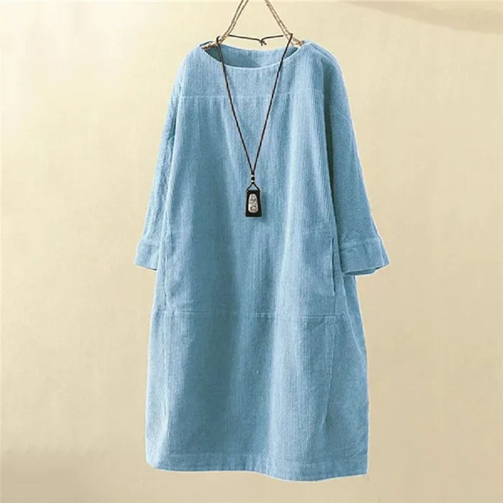 GR LUNA - Vintage Herbst Kord Midikleid