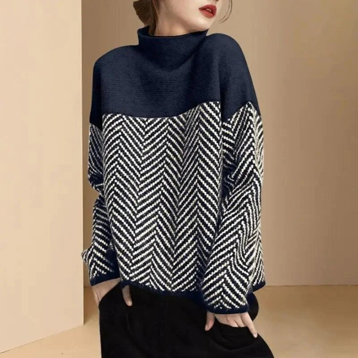 GR | Damen Rollkragenpullover mit Zweifarbdesign