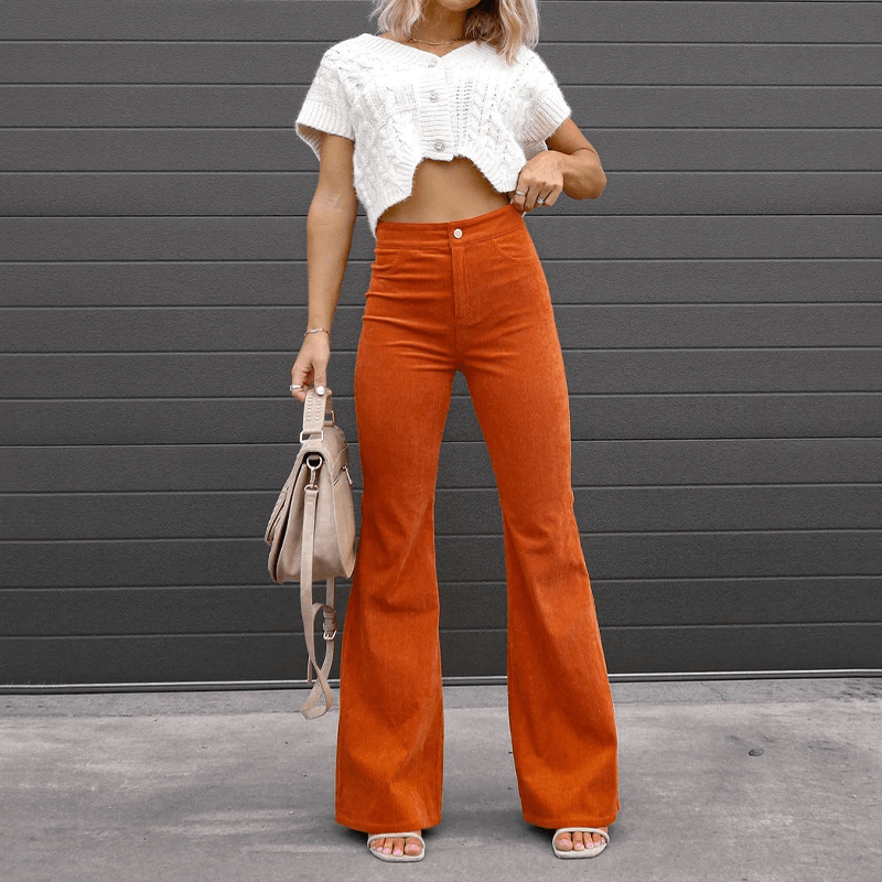 GR | Curvy-cut flared trousers for women