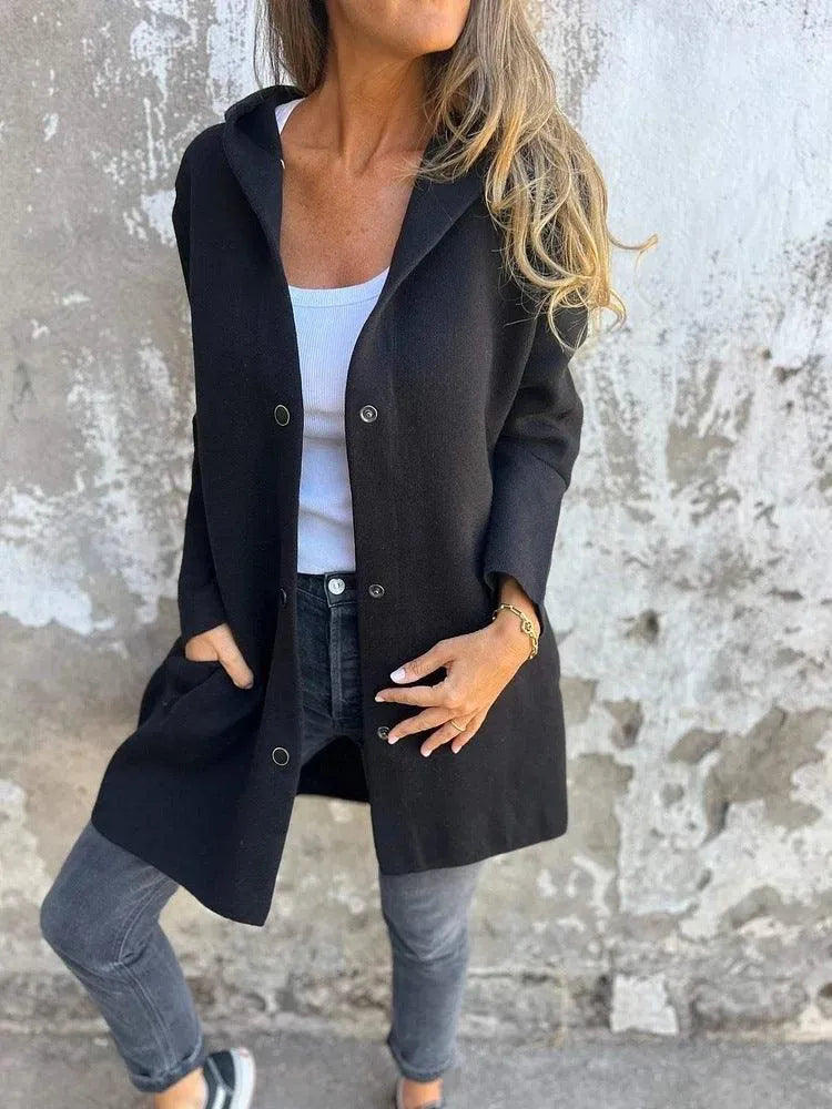 GR | Casual single-breasted cardigan with hood