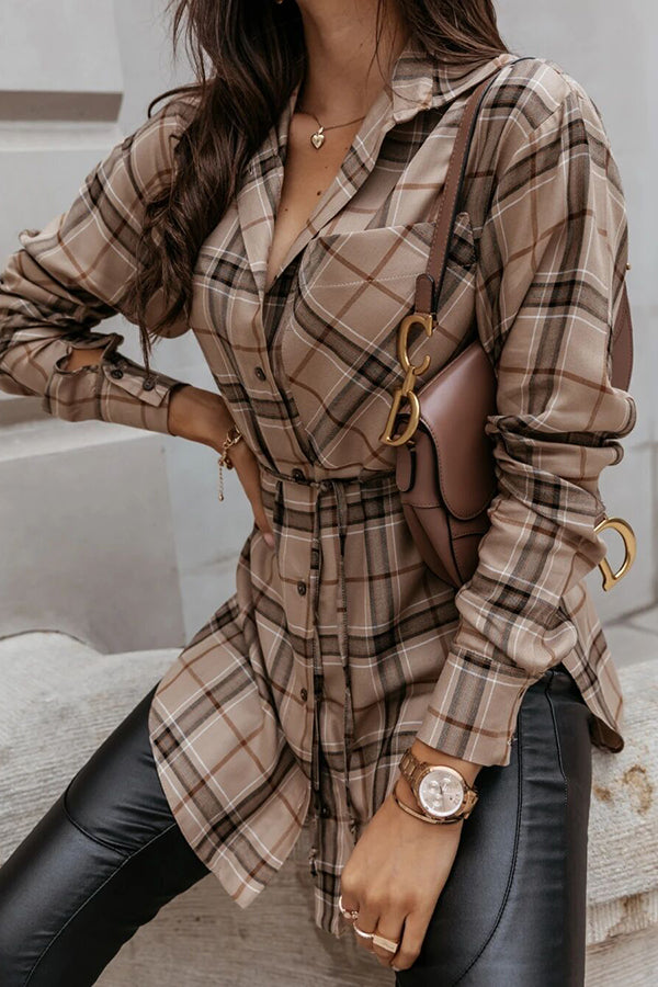 GR | Grab My Hand Checkered Button-Up Belt Shirt