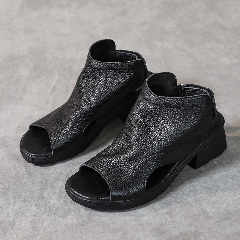 GR | Genuine Leather Retro Artistic Women's Sandals Mid-High Soft Sole