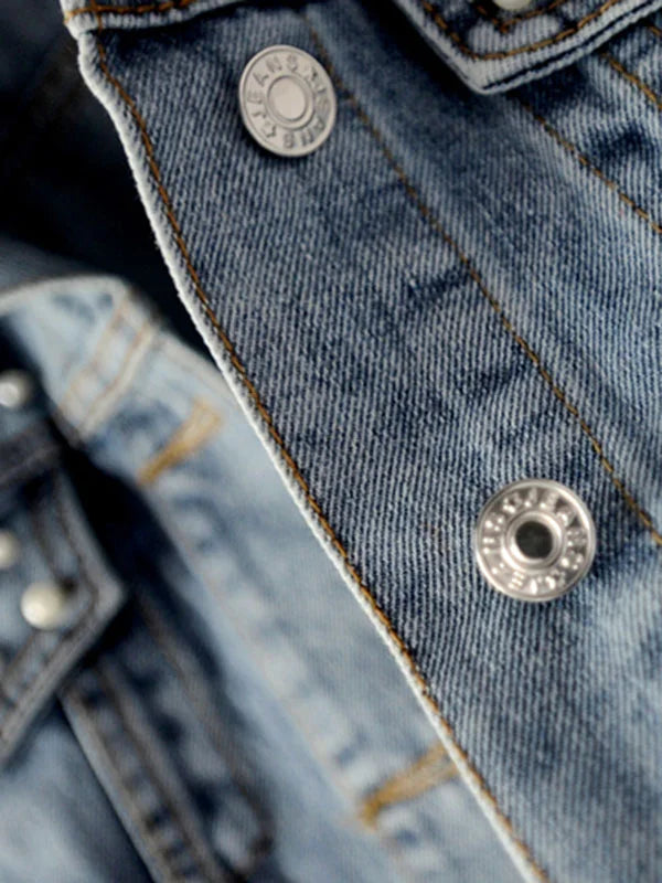 GR | Casual denim jacket with pearls for women