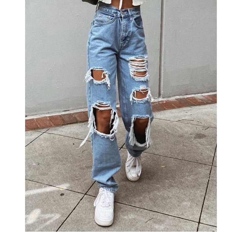 GR women's jeans with rips and washed effect 