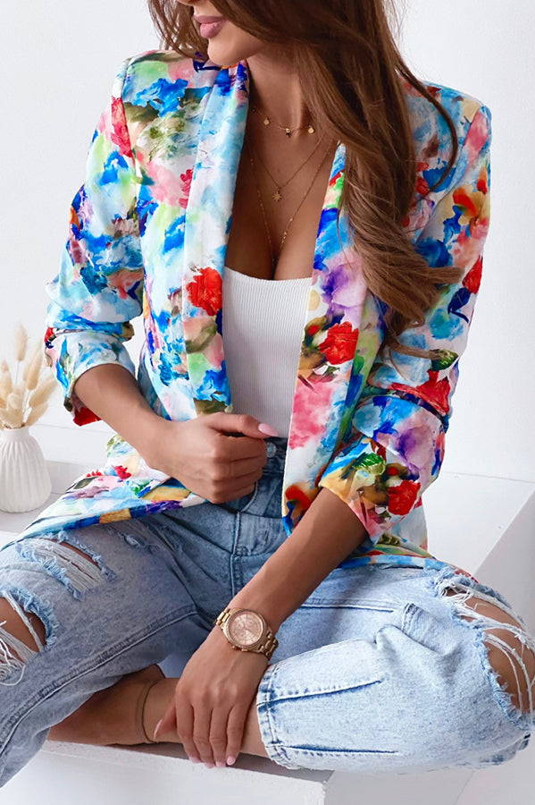 GR | Free and Genuine Floral Lapel Leisure Suit Blazer