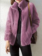 Teddy coat with drawstring
