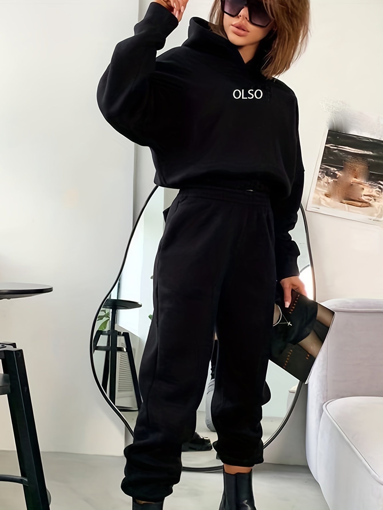 GR | Damen Freizeit Kapuzenpullover und Jogginghosen