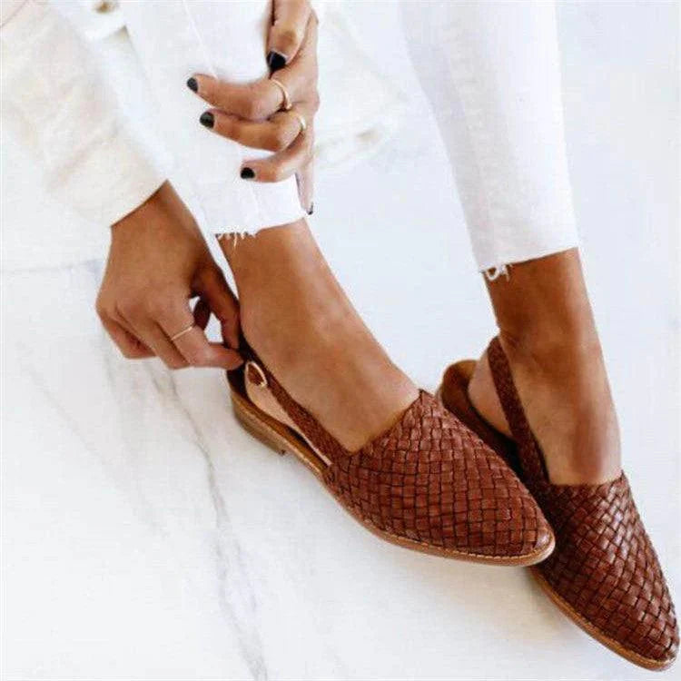 GR | Classic Braided Buckle Leather Sandals for Women