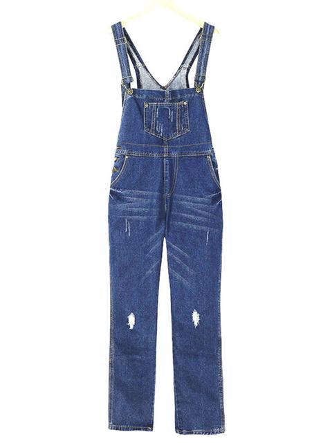 GR | Denim Loose Simple Long Overalls