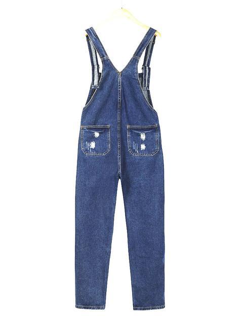 GR | Denim Loose Simple Long Overalls