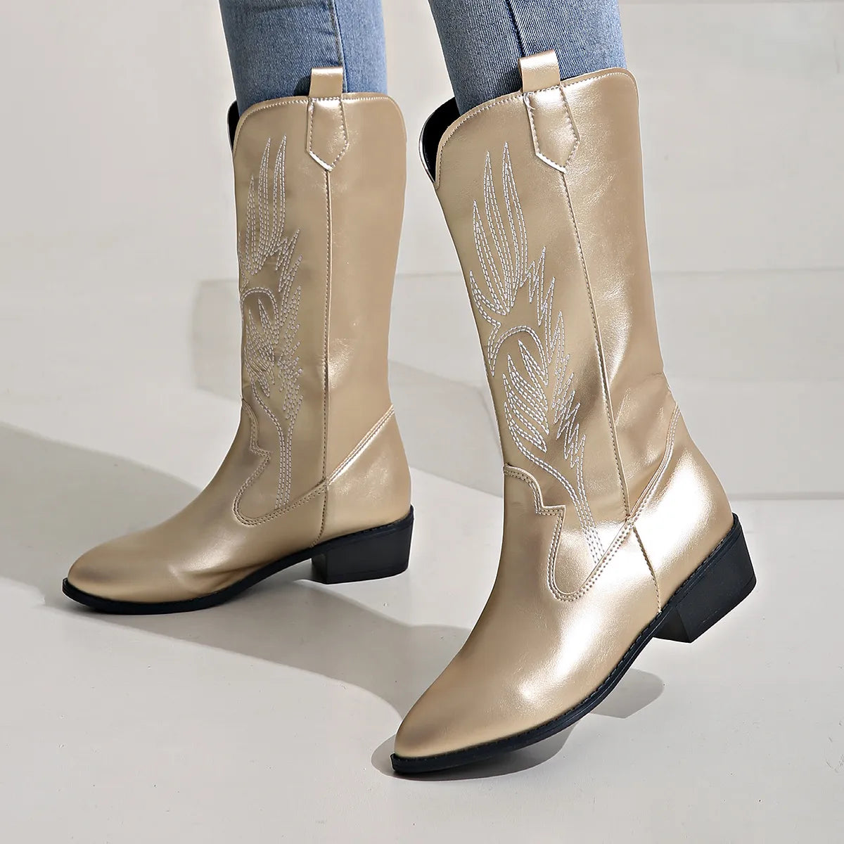 GR - PU leather cowboy boots with soft lining