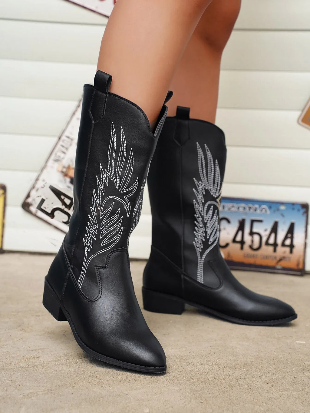 GR - PU leather cowboy boots with soft lining