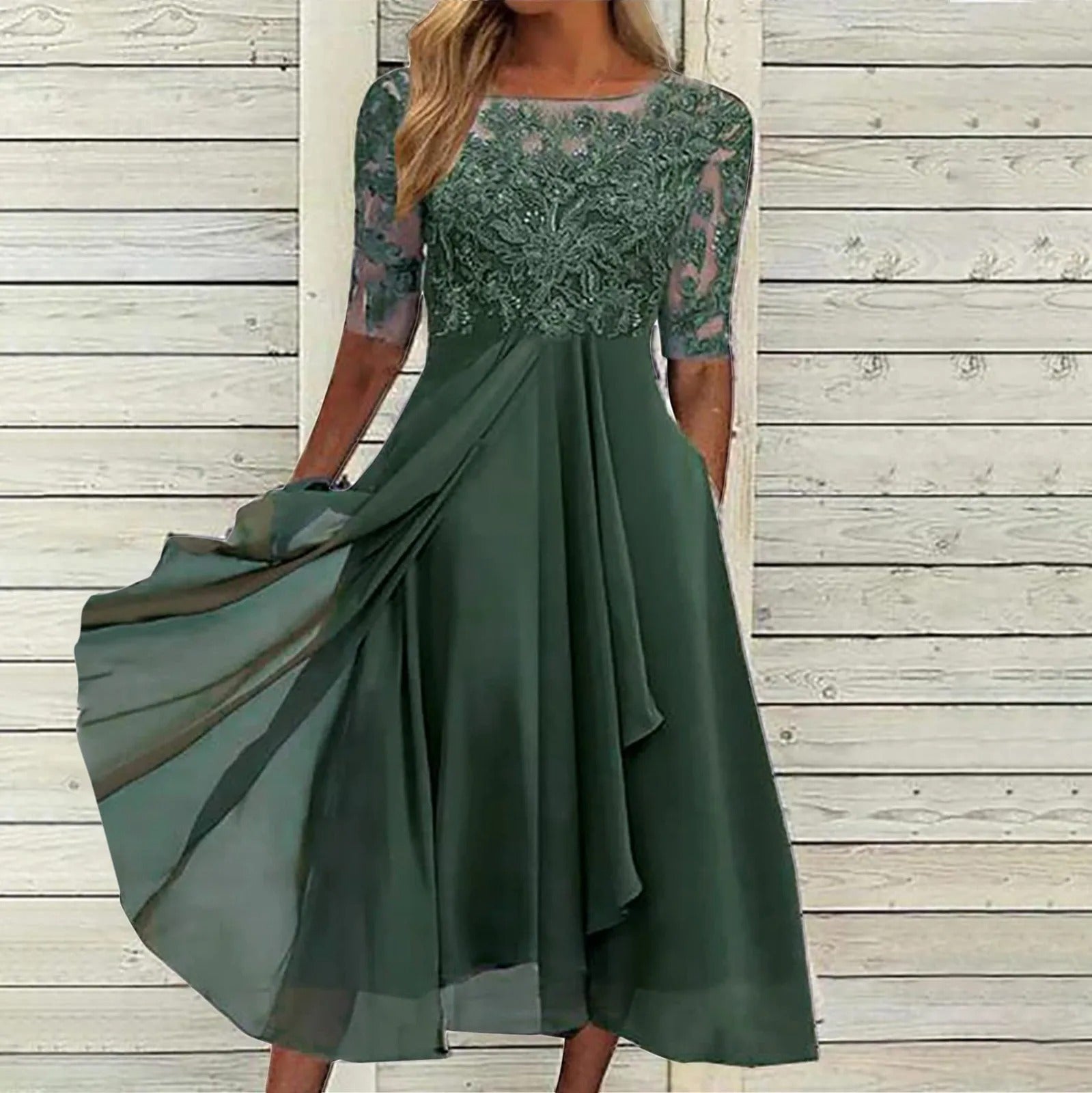 GR | Stilvolles Kleid Mit Zarter Spitze