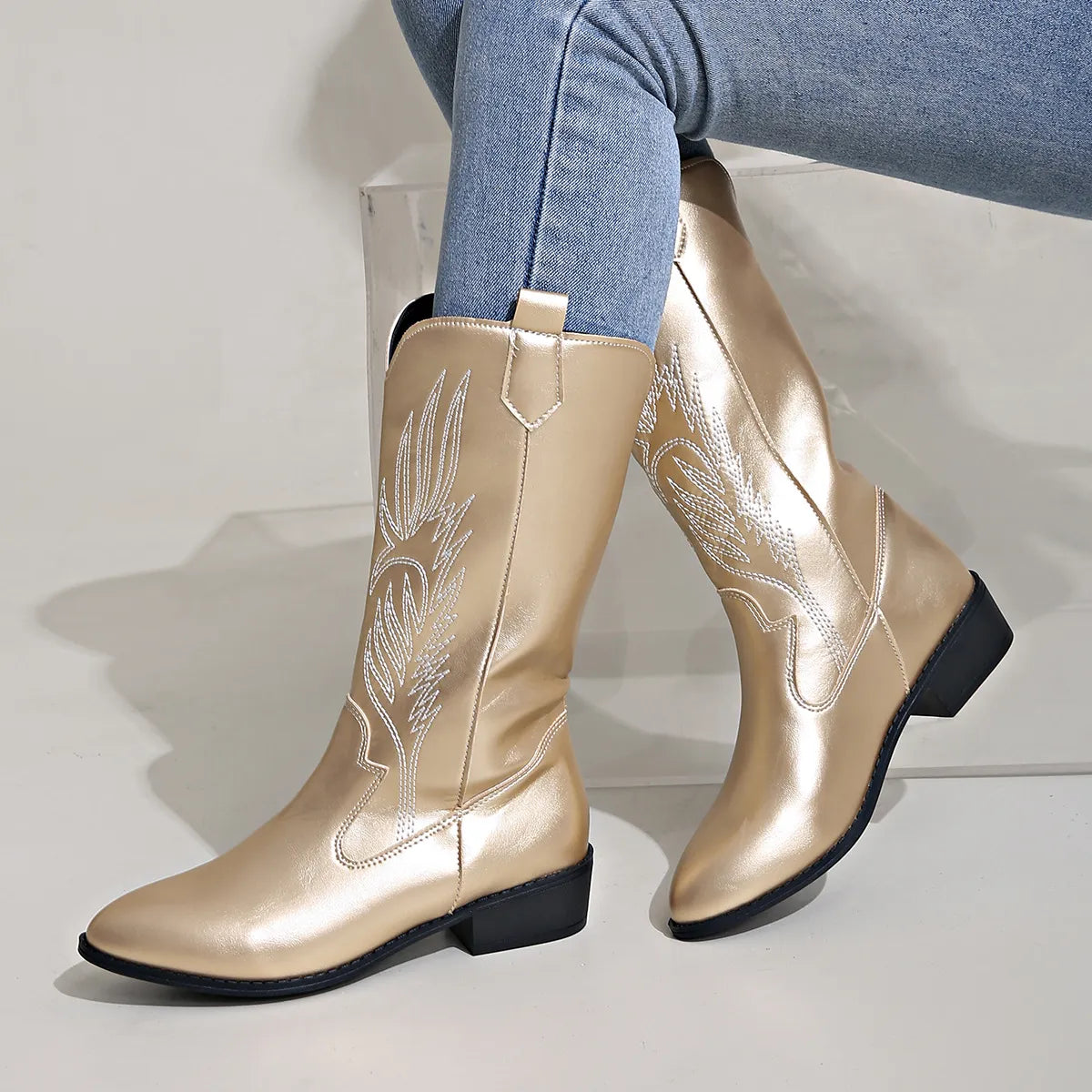 GR - PU leather cowboy boots with soft lining