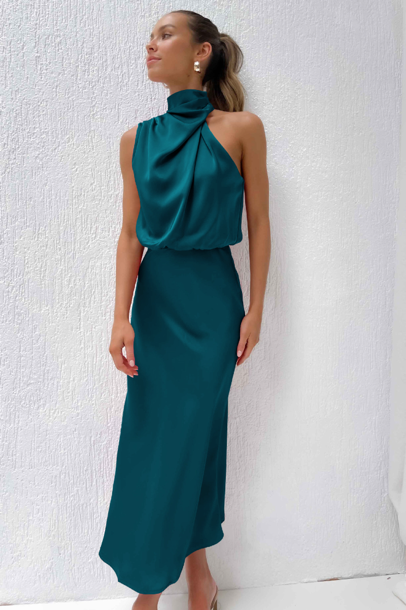 GR | Elegantes Midikleid Mit Asymmetrischem Rundhalsausschnitt