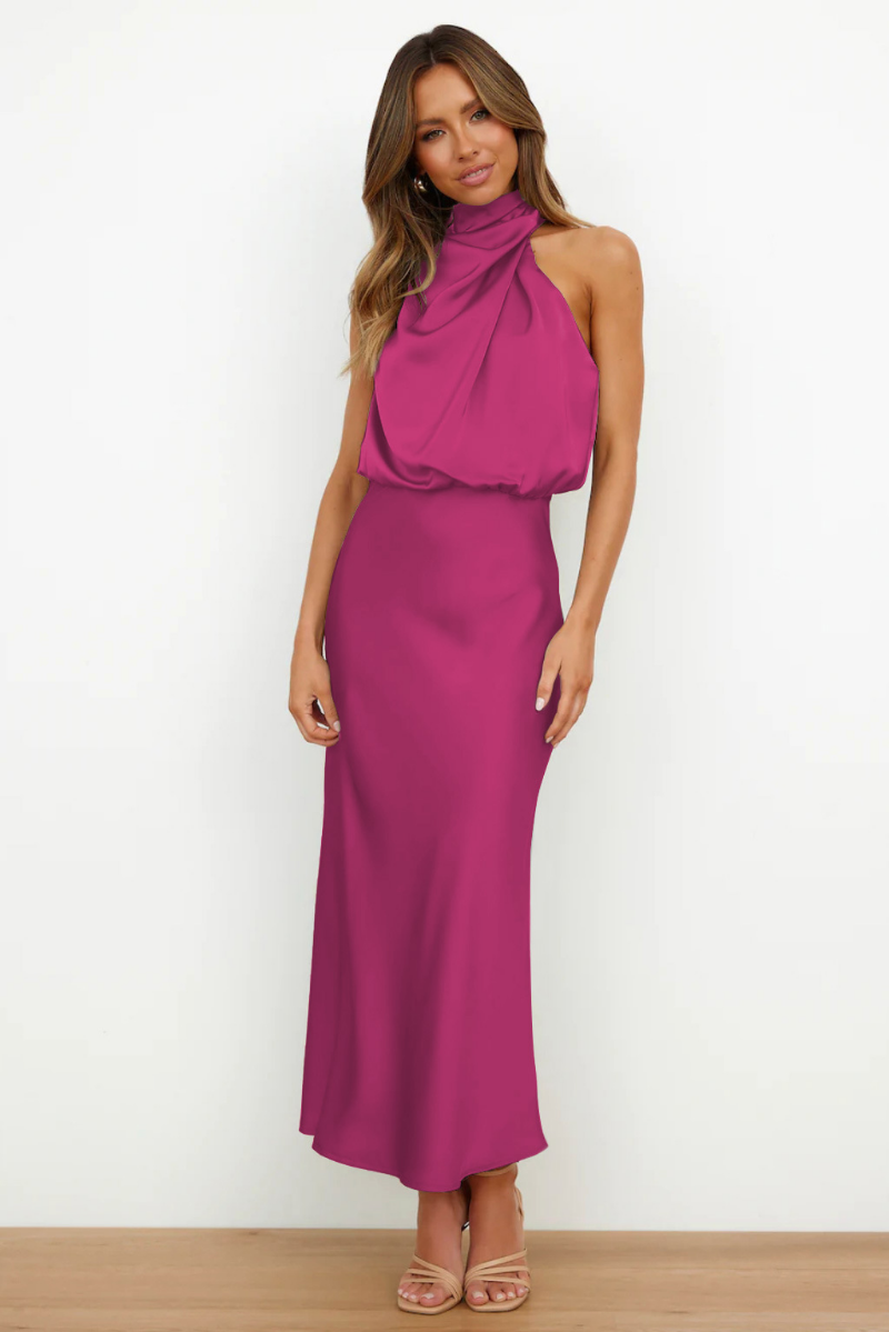 GR | Elegantes Midikleid Mit Asymmetrischem Rundhalsausschnitt