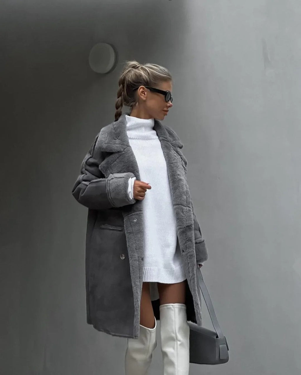 GR | Loose teddy jacket made of lambswool with a casual collar
