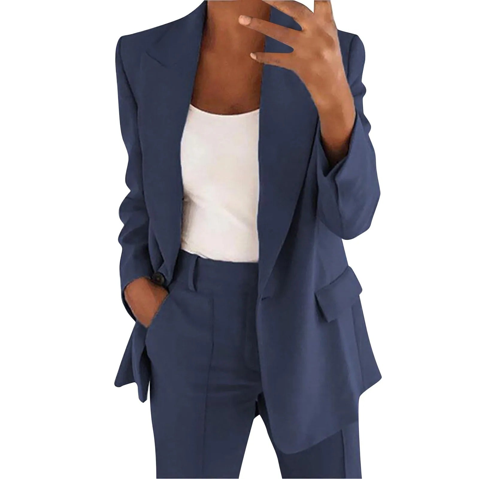 GR | Women's suit with blue jacket and plain trousers