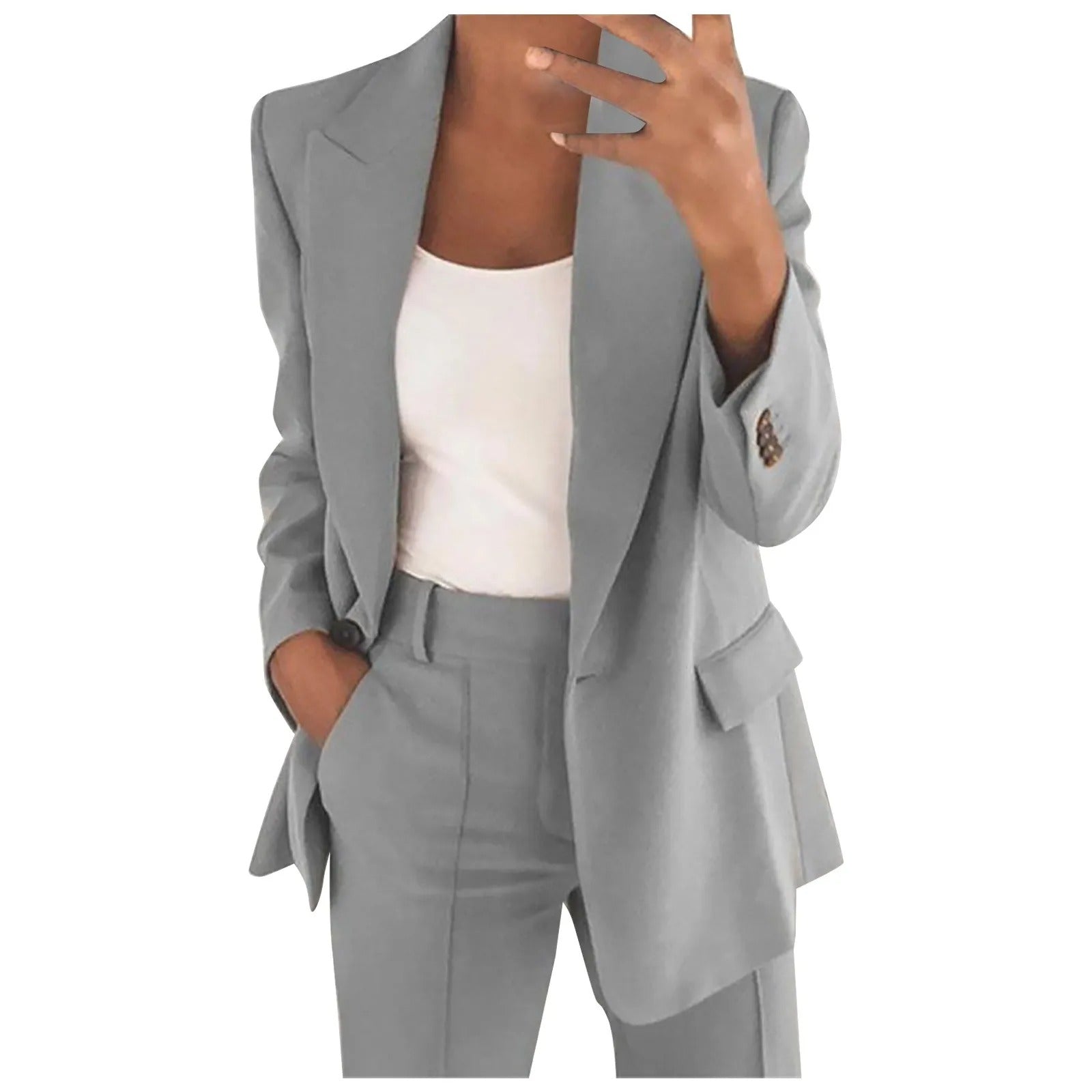 GR | Women's suit with blue jacket and plain trousers