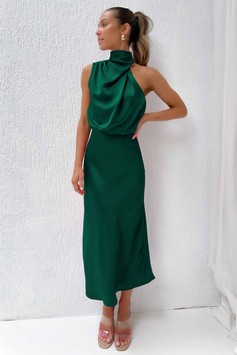 GR | Elegantes Midikleid Mit Asymmetrischem Rundhalsausschnitt