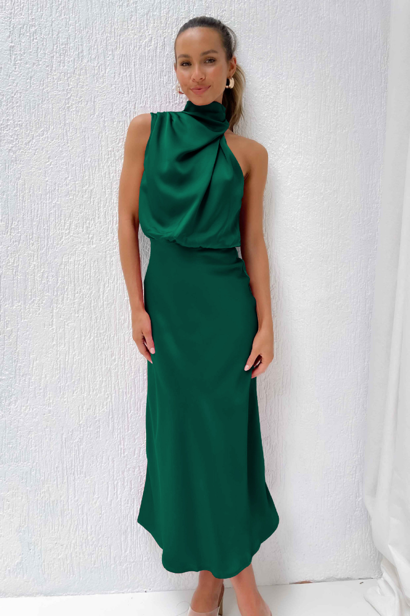 GR | Elegantes Midikleid Mit Asymmetrischem Rundhalsausschnitt