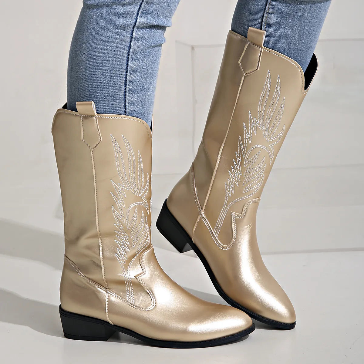 GR - PU leather cowboy boots with soft lining