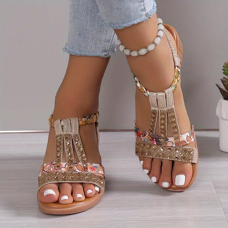 Inka™ - Boho Glam Rhinestone Braided Wedge Sandals [Last Day Discount]