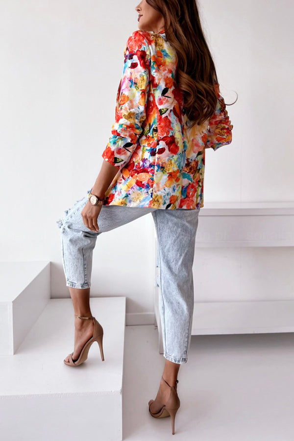 GR | Free and Genuine Floral Lapel Leisure Suit Blazer