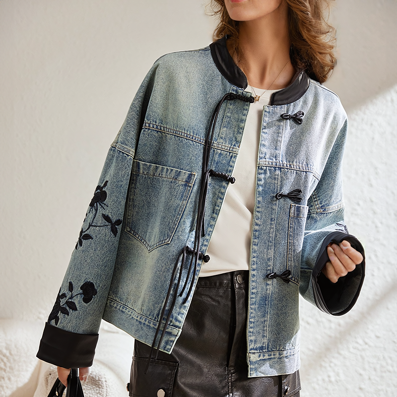 GR | Vintage floral denim jacket