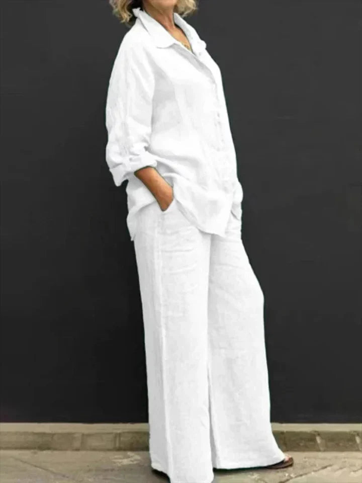 GR | Linen ensemble with button placket