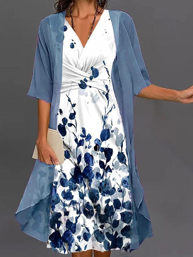 GR | Zweiteiliger Floral-Midi-Kleid