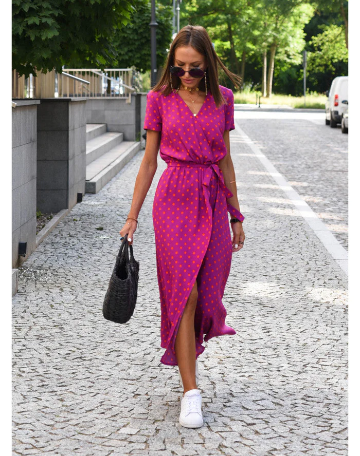 GR Blumenkleid | Modernes Sommerstrandkleid mit kurzen Ärmeln