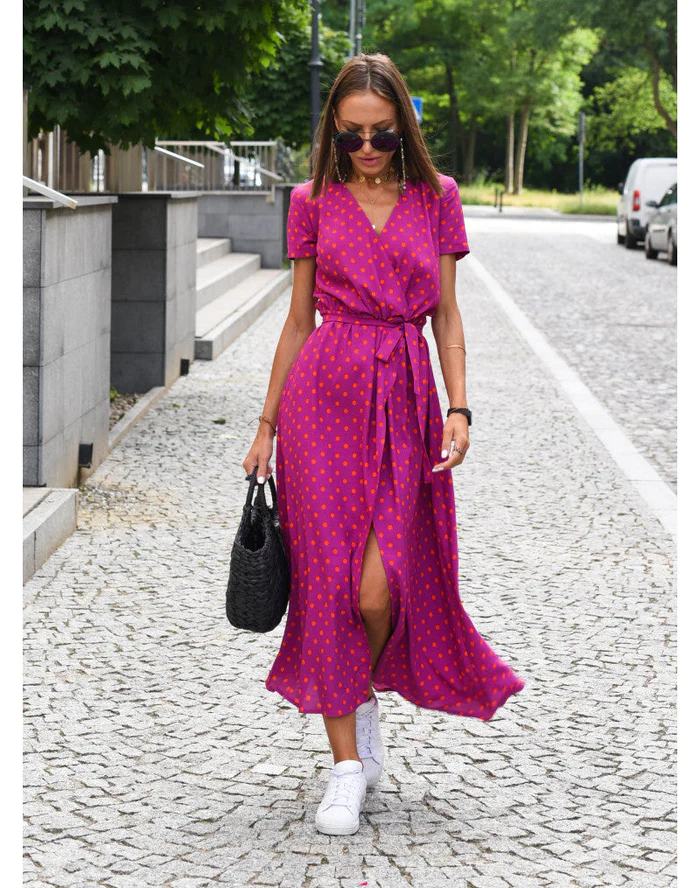 GR Blumenkleid | Modernes Sommerstrandkleid mit kurzen Ärmeln