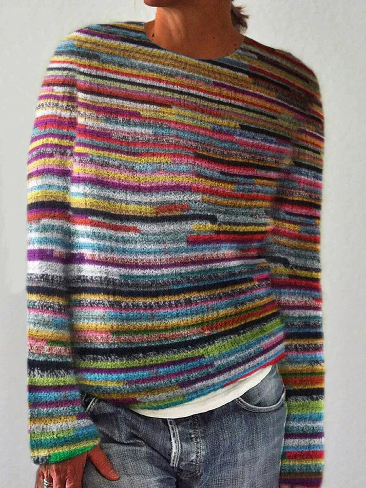 GR - Einzigartiger gestreifter Pullover mit langen Ärmeln