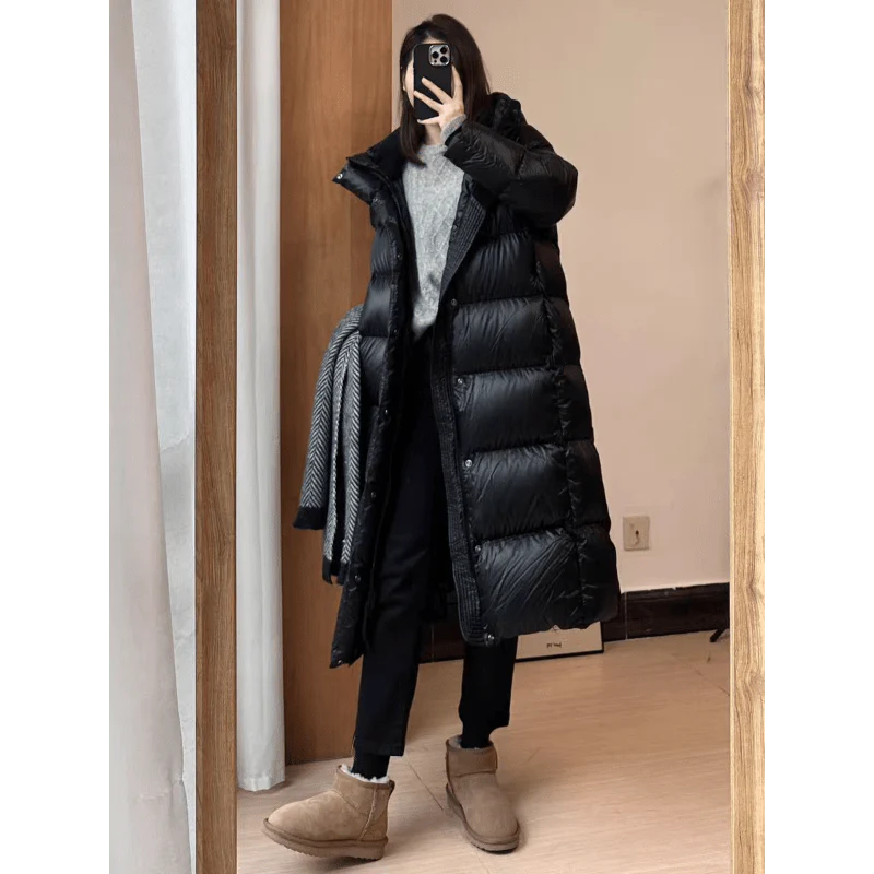 GR - Long down jacket with fur collar