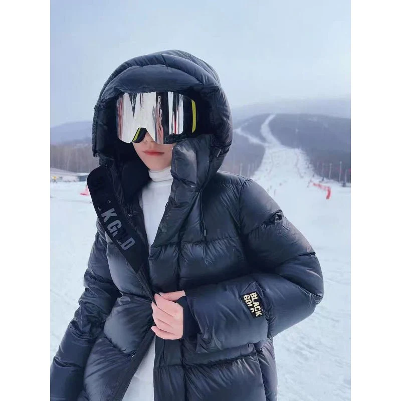 GR - Long down jacket with fur collar