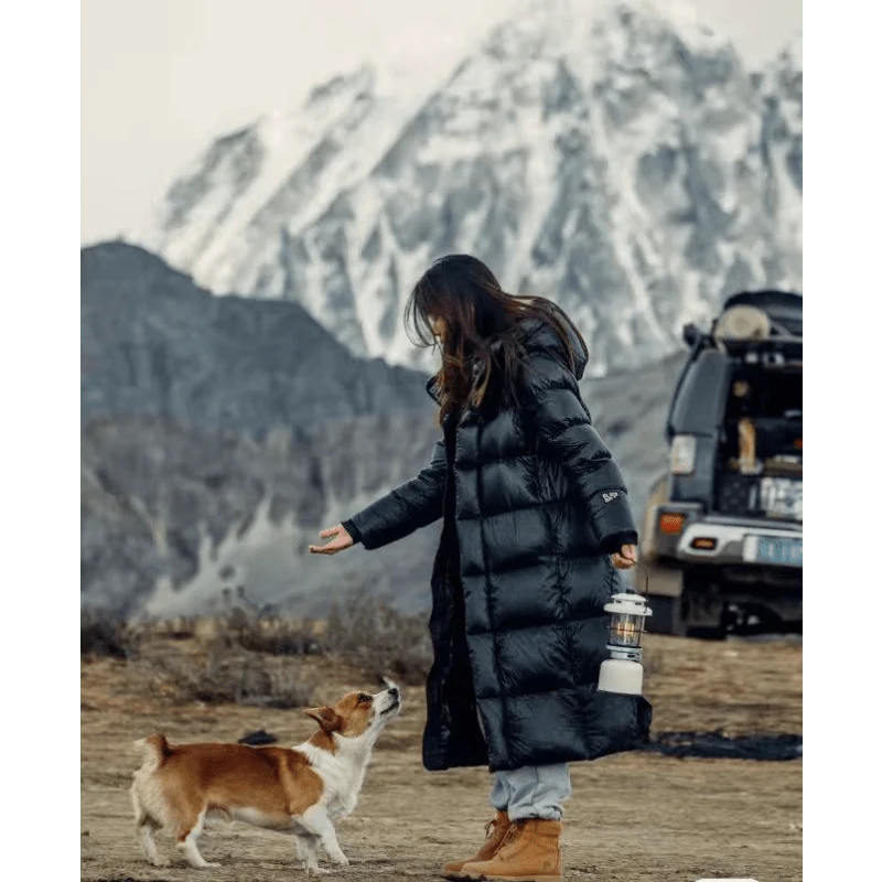 GR - Long down jacket with fur collar
