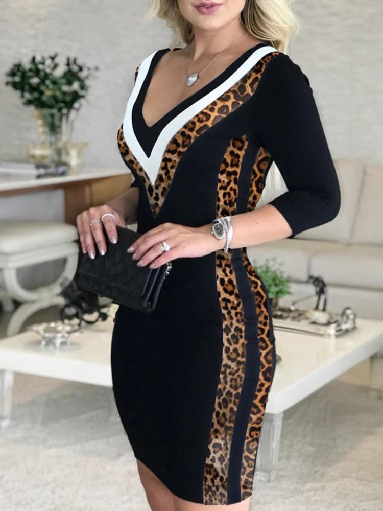 GR - Farbig gestreiftes Band Bodycon Kleid