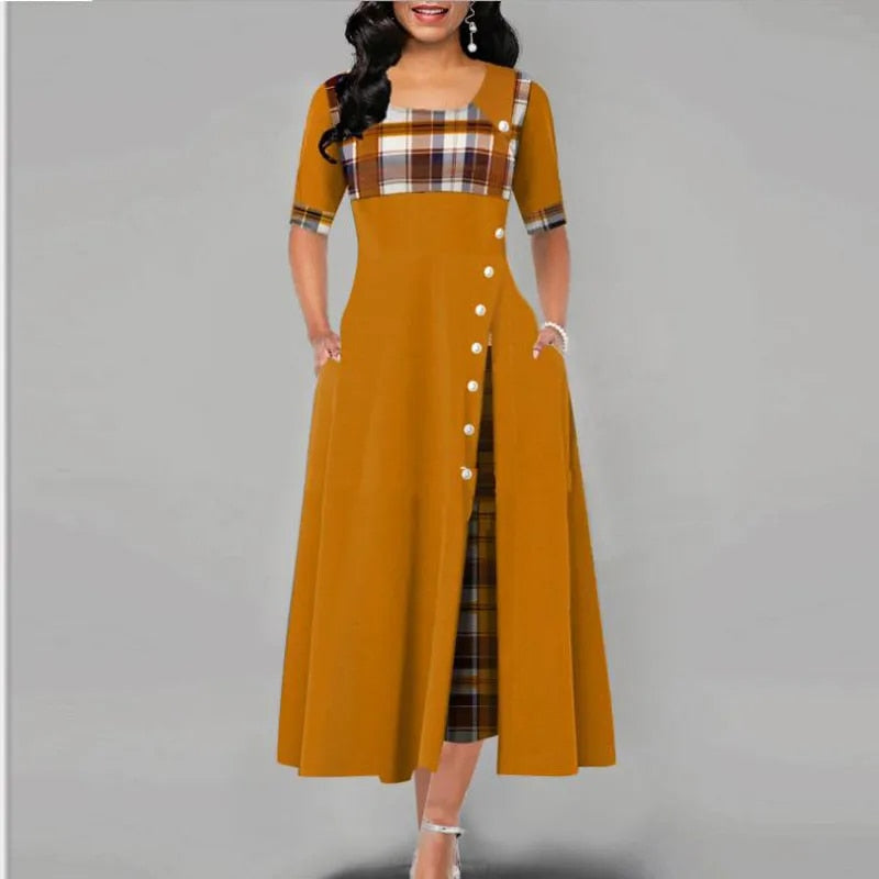 GR - Checkered dress with half sleeves