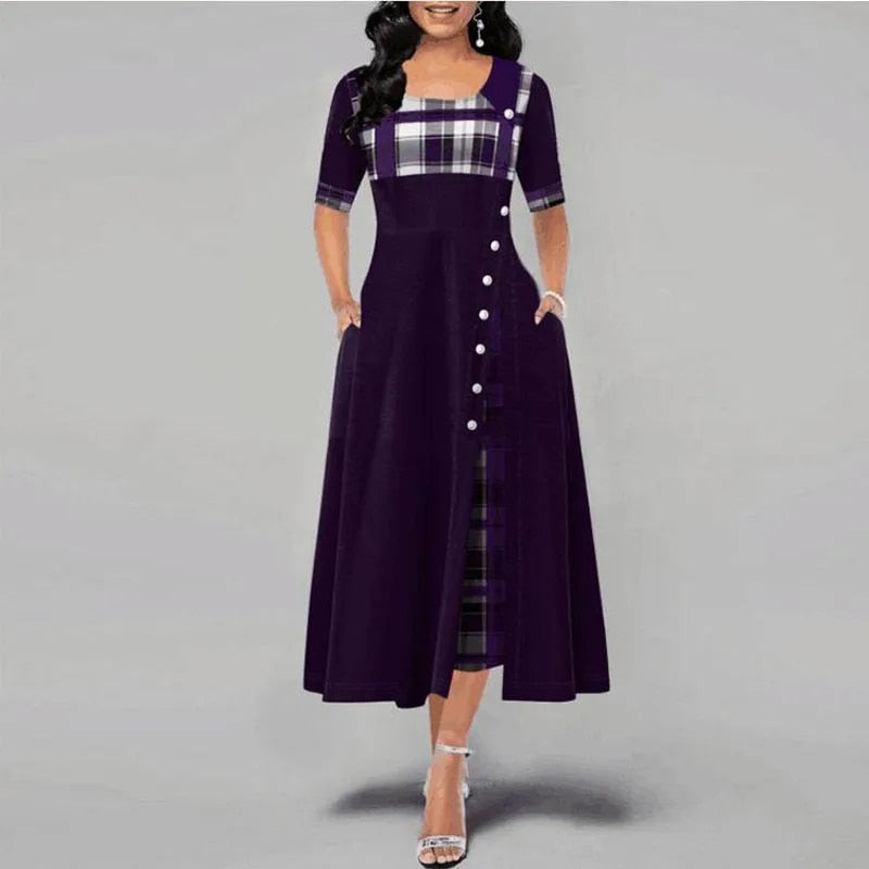GR - Checkered dress with half sleeves