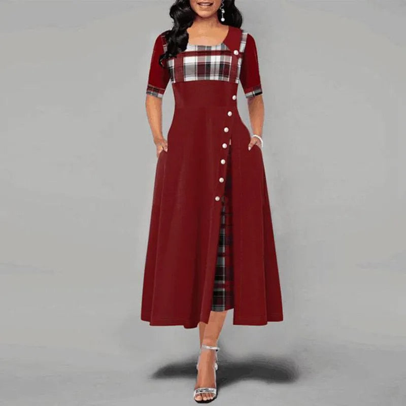 GR - Checkered dress with half sleeves